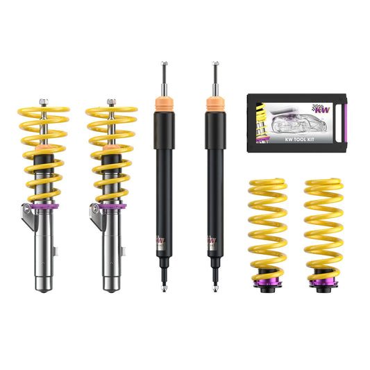 10220032 | KW Coilover | KW Coilover suspension V1 inox | Car type: BMW 3 (E90) 390L, 390X, 3L, M3, M3 GTS, M390 02/2004-02/2012 320 d - 125kW - 1995ccm - 4 cyl. - Rear-Wheel Drive  Only Models Year: 04/2005-01/2012 Axle Load FA/RA (kg): -1090/-1135