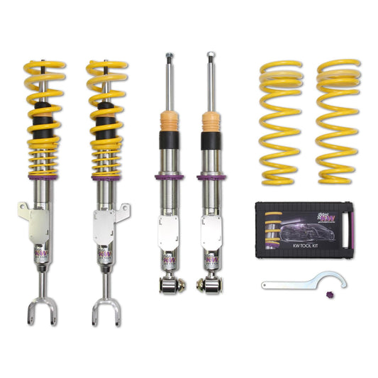 18020080 | KW Coilover suspension V2 comfort | Car type: BMW 5 (F10) 5L, GT, HY, KL, M5/M6 01/2009-10/2016 520 d - 140kW - 1995ccm - 4 cyl. - Rear-Wheel Drive  Only Models Year: 03/2010- Axle Load FA/RA (kg): -1195/-1315