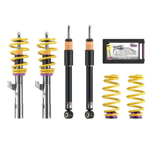 1802000F | KW Coilover suspension V2 comfort | Car type: BMW 2 Coupe (F22, F87) 1C, M3 10/2012-06/2021 220 d - 140kW - 1995ccm - 4 cyl. - Rear-Wheel Drive  Only Models Year: 02/2014- Axle Load FA/RA (kg): 921-1090/-1230